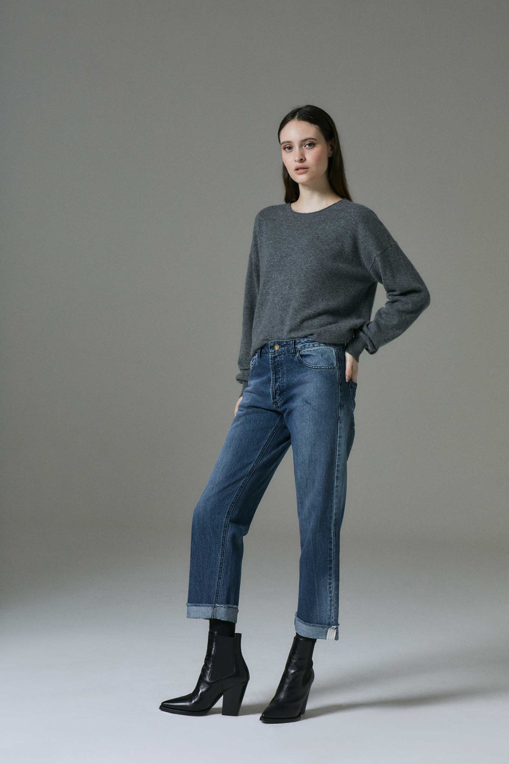 Jean Straight Roll Blue